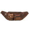 6375 Men Casual Chest Bag Leather Crossbody Mobile Phone Waist Bag(Chocolate Color)