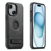 For iPhone 15 Plus Suteni G2 Holder Denim Leather Back MagSafe Phone Case(Black)