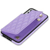 For Samsung Galaxy S21 5G Rhombic Dual Buckle Card Slots Phone Case with Lanyard(Purple)