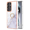 For Samsung Galaxy S25 Ultra 5G Electroplating Marble IMD TPU Phone Case with Ring Holder(White 006)