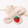 Strawberry+Beige Children Winter Plush Warm Scarf, Size:75 x 10cm