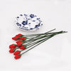 10 PCS 1:12 Mini House Toy Simulation Rose Bone for Garden Living Room(Red)