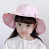 1015 Summer Children Sun Hat Outdoor Sun Protection Bucket Hat With Shawl(Pink)