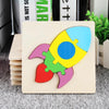 5 PCS Wooden Cartoon Animal Puzzle Early Education Small Jigsaw Puzzle Building Block Toy For Children(Rocket)