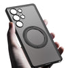 For Samsung Galaxy S23 Ultra 5G Frosted Skin-feel Magnetic Rotating Holder Phone Case, Not Included Pen(Silver)