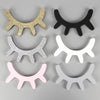 1 Pair Cute Wooden 3D Eyelash Wall Sticker Decor Bedroom Background Wall Sticker(Gold)