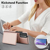 For Samsung Galaxy Note20 Crossbody Dual-buckle Wallet RFID Back Leather Phone Case(Rose Gold)