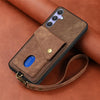 For Samsung Galaxy S25+ 5G Retro Card Wallet Fold Leather Phone Case with Strap(Brown)