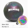 MILACHIC PU Leather Machine Stitch Luminous Fluorescent Reflective Football, Specification: Number 4 (Neon 5033)