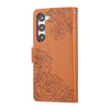 For Samsung Galaxy S23 5G Rose Flower Embossed 3-Card Slots Leather Phone Case(Brown)