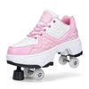 DF08 Dual-Purpose Walking Shoes Four-Wheel Shrinkable Brake Roller Skates, Size:43(Black)
