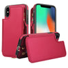 For iPhone XS Max Double Flap Zipper RFID Leather Phone Case with Short Lanyard(Red)