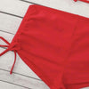 Sexy Laciness Pleated Split Bikini Swimsuit, Size:S(Red)