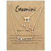 3 In 1 12 Zodiac Signs Necklace Set Retro Alphabet Symbols With Diamonds Jewelry Set, Style: Gemini Golden