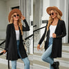 Autumn And Winter Women Button Long Sleeve Loose Cardigan Jacket, Size: M(Black)