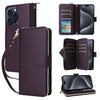 For iPhone 15 Pro Max Nine-card Slots Zipper Wallet Bag Leather Phone Case(Dark Purple)
