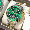 OLEVS 6605 Men Multifunctional Waterproof Mechanical Watch(Green + Gold)