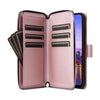 For Samsung Galaxy A16 Nine-card Slots Zipper Wallet Bag Leather Phone Case(Rose Gold)