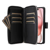 For iPhone 15 Plus / 14 Plus Nine-card Slots Zipper Wallet Bag Leather Phone Case(Black)