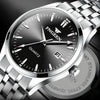 FNGEEN 2111 Men Simple Luminous Calendar Quartz Watch(White Steel White Surface)