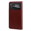 For Xiaomi Poco C40 Rose Embossed Flip PU Leather Phone Case(Brown)