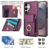 For Samsung Galaxy S25 Ultra 5G Elastic Card Bag Ring Holder Phone Case(Purple)