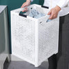 Foldable Dirty Clothes Basket Wall Mounted Bathroom Dirty Clothes Storage Frame Plastic Laundry Basket, Specification: Plus Large White