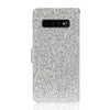 For Samsung Galaxy S10 Glitter Powder Horizontal Flip Leather Case with Card Slots & Holder & Lanyard(Silver)