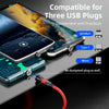 2m 3A Output 3 in 1 USB to 8 Pin + USB-C / Type-C + Micro USB 540 Degree Rotating Magnetic Data Sync Charging Cable(Black)