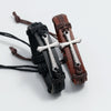 Personalized Hand-Woven Leather Bracelet Simple Pull-Out Adjustable Vintage Wristbands(Black)