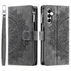 For Samsung Galaxy A36 Multi-Card Totem Zipper Leather Phone Case(Grey)