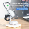 991 3 in 1 15W Electromagnetic Induction Wireless Fast Charging with 360 Degree Rotating Holder(White)