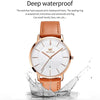 OLEVS 5869 Men Business Waterproof Genuine Leather Strap Quartz Watch(White + Brown)