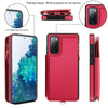 For Samsung Galaxy S20 FE Double Flap Zipper RFID Leather Phone Case with Short Lanyard(Red)