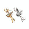 Crystals Flower Skirt Ballet Dancer Ballerinas Brooch(Gold)
