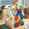 Wooden Multifunction Toolbox Early Learning Disassembly Nut Tool Basket Children Educational Toy(Colorful)