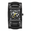 Ochstin 7237 Business Leather Wrist Wrist Waterproof Luminous Skeleton Mechanical Watch(Black+Black)