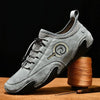 Spring And Summer Men Casual Breathable Peas Shoes Leather Pigskin Lazy Sneakers, Size: 40(Gray)