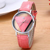 Snake Belt Women Watch Double-Sided Hollow Perspective Triangle Quartz Watch(Pink)