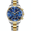 OLEVS 2870 Men Multifunctional Chronograph Three Eyes Waterproof Quartz Watch(Blue + Gold)