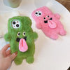 For iPhone 12 Pro Max 3D Magnetic Long Tongue Monster Plush Phone Case(Green)