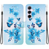 For Samsung Galaxy A55 5G Crystal Texture Colored Drawing Leather Phone Case(Blue Butterflies)
