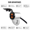 WUPP ZH-975A3 Motorcycle Aluminum Alloy Waterproof Mobile Phone Double QC3.0 Quick Charging Charger with Voltmeter(Silver)