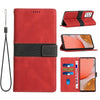 For Samsung Galaxy A72 5G / 4G Grid Stitching Leather Phone Case with Lanyard(Red)