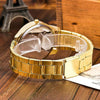 Stainless Steel Wrist Watchs Crystal Quartz Bracelet Watch(Gold)