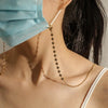 Flower Gold-Plated Stainless Steel Hanging Neck Chain Anti-Lost Mask Lanyard(Gold Black Flower)