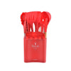 KU349 13 In 1 Storage Barreled Wooden Handle Silicone Kitchenware Set Non-Stick Cooking Spoon Shovel Kitchen Rack(Red)