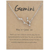 12 Zodiac Signs With Diamonds Necklace Card Rhinestones Collarbone Chain Pendant, Style: Gemini Silver