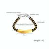 OPK GS1552 Stainless Steel Onyx Beaded Bracelet, Color: Gold