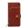For alcatel  Axel/Lumos Zipper Bag Leather Phone Case(Brown)